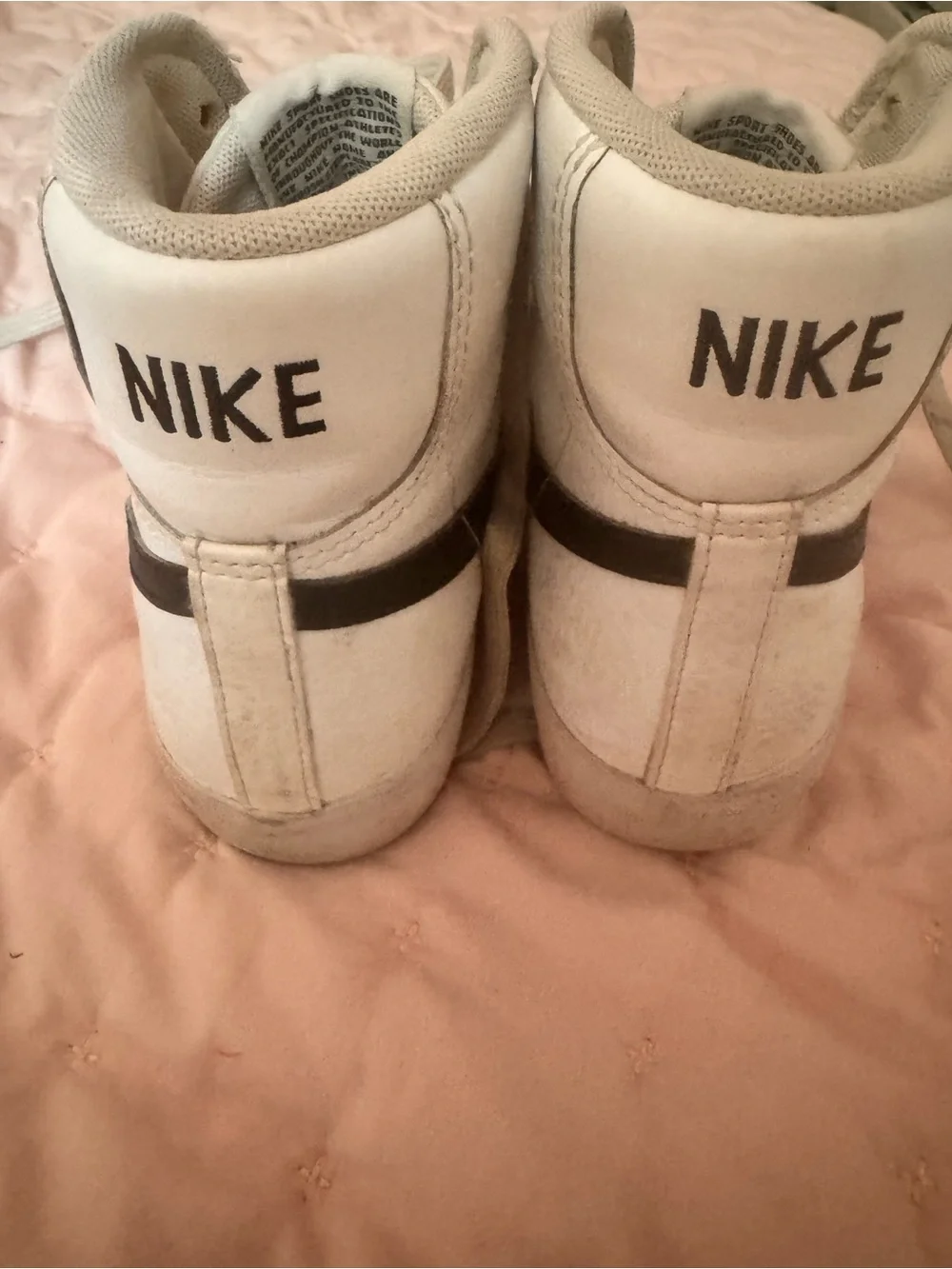 Nike White Kids High-Top Sneakers with Black Stripe